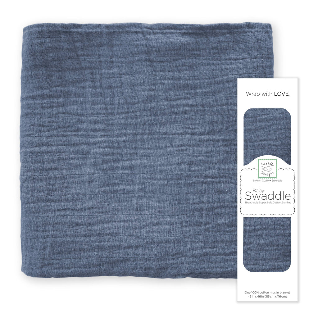 Denim Muslin Swaddle Blanket, Premium Cotton