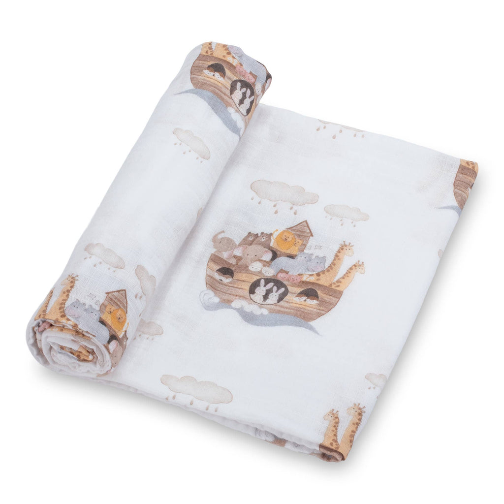 Noah's Ark Baby Muslin Swaddle Blanket