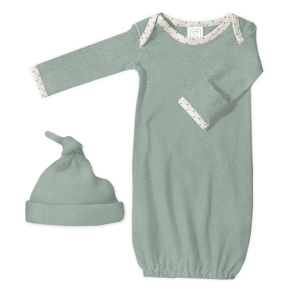 2pc Gift Set - Pajama Gown and Hat - Heathered Jadeite