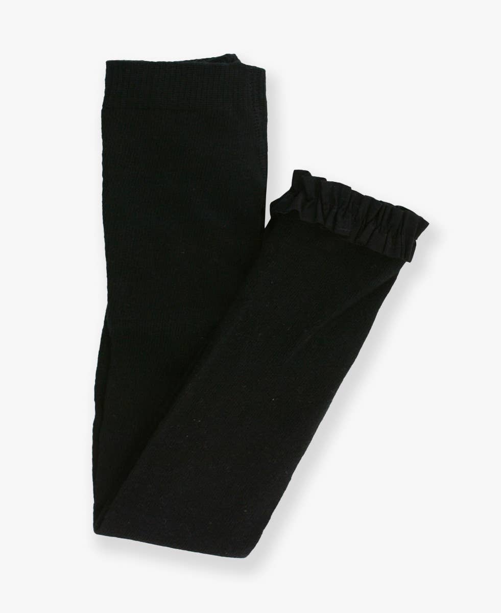 Girls Black Footless Ruffle Tights