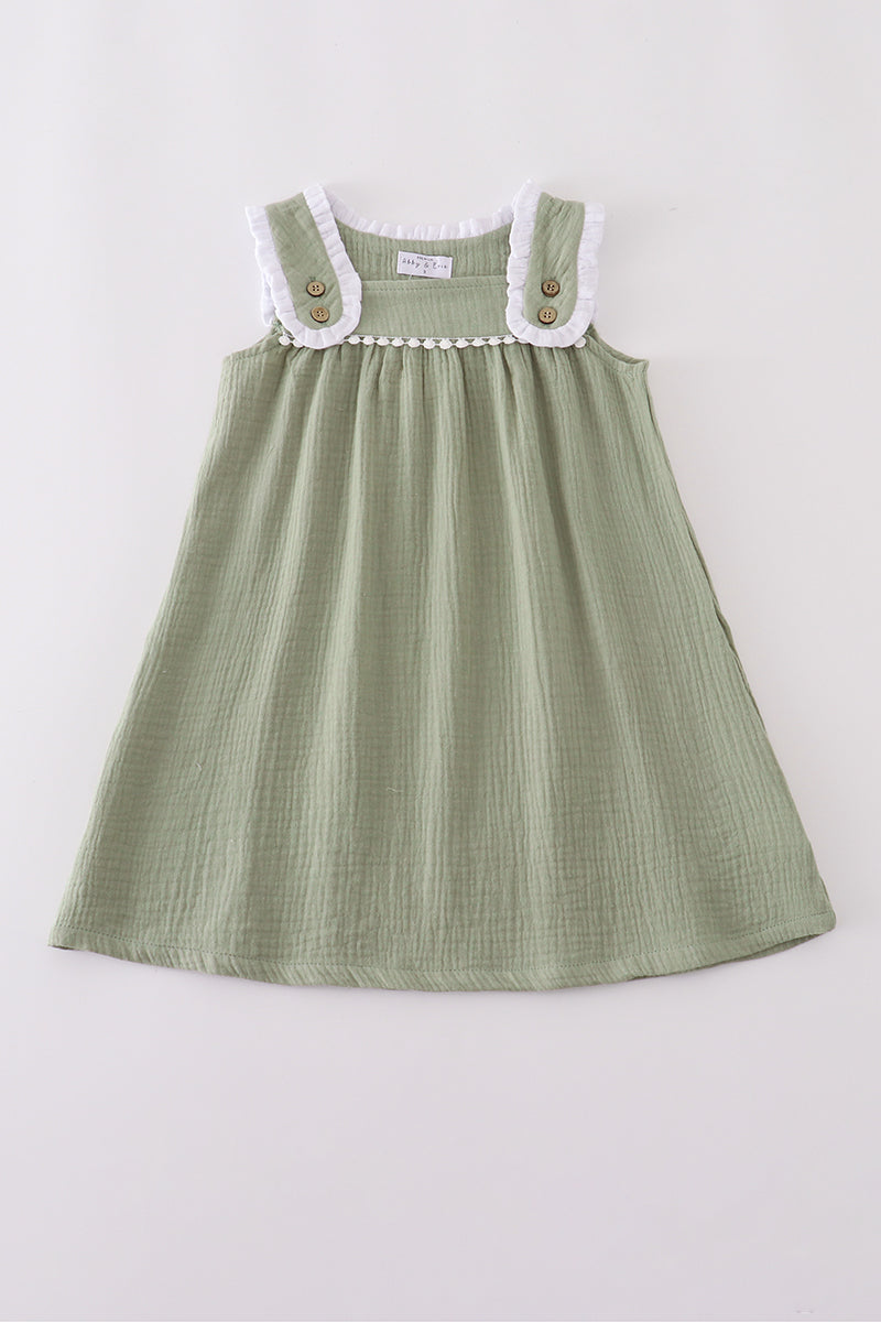 Premium sage ruffle dress