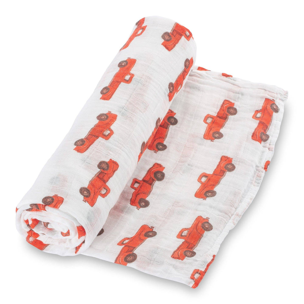 Truckin' On Baby Muslin Swaddle Blanket