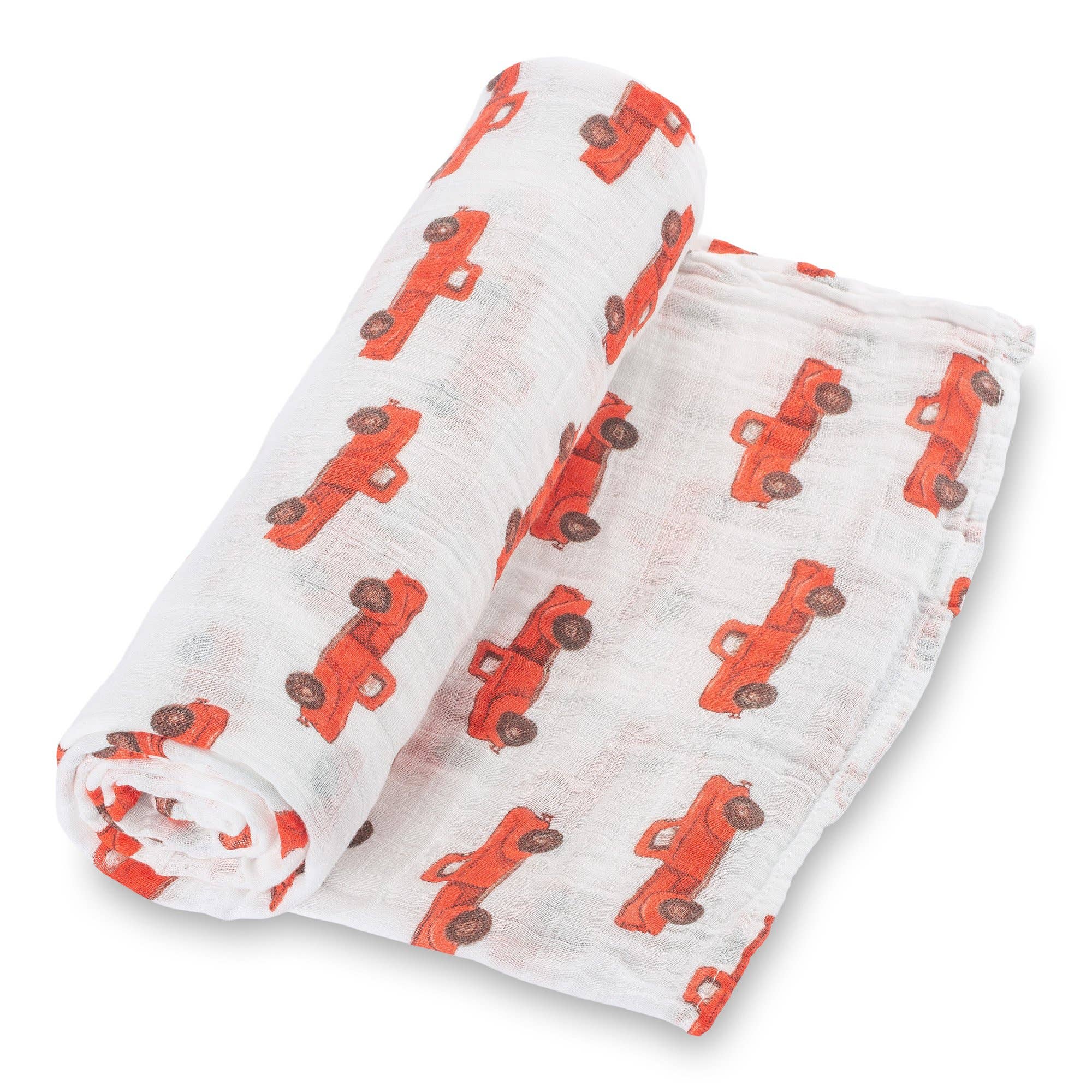 Truckin' On Baby Muslin Swaddle Blanket