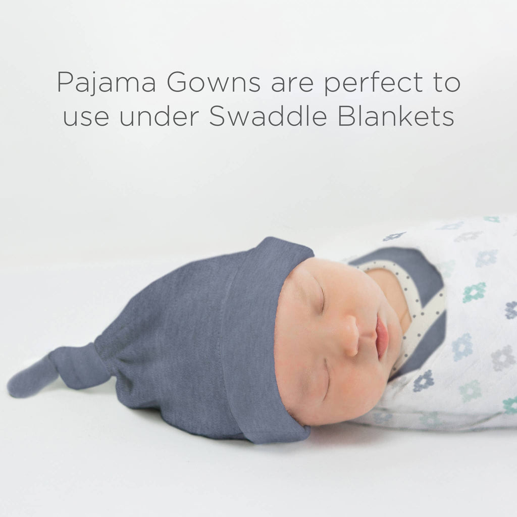 2pc Gift Set - Pajama Gown and Hat - Heathered Denim